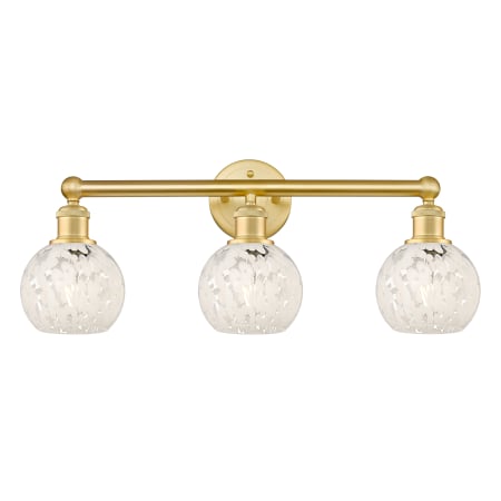 A large image of the Innovations Lighting 616-3W 10 24 White Mouchette Vanity Satin Gold