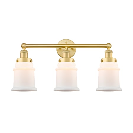 A large image of the Innovations Lighting 616-3W-13-24 Canton Vanity Satin Gold / Matte White