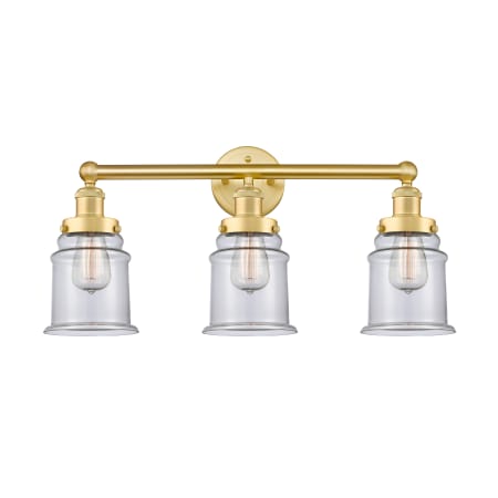 A large image of the Innovations Lighting 616-3W-13-24 Canton Vanity Satin Gold / Clear