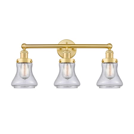 A large image of the Innovations Lighting 616-3W-10-25 Bellmont Vanity Satin Gold / Seedy