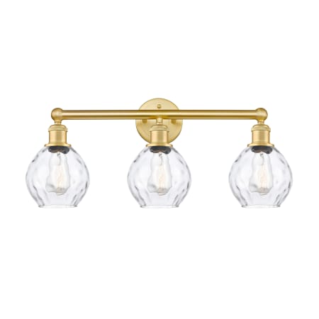 A large image of the Innovations Lighting 616-3W-11-24 Waverly Vanity Satin Gold / Clear