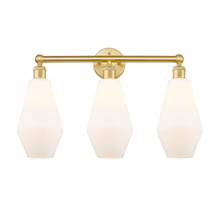 A large image of the Innovations Lighting 616-3W-17-25 Cindyrella Vanity Satin Gold / Cased Matte White