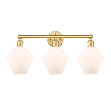 A large image of the Innovations Lighting 616-3W-14-26 Cindyrella Vanity Satin Gold / Cased Matte White