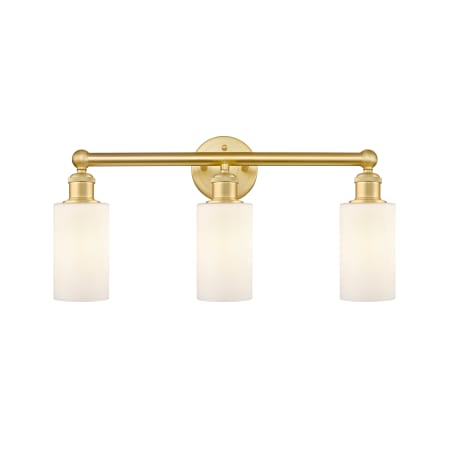 A large image of the Innovations Lighting 616-3W-12-22 Clymer Vanity Satin Gold / Matte White