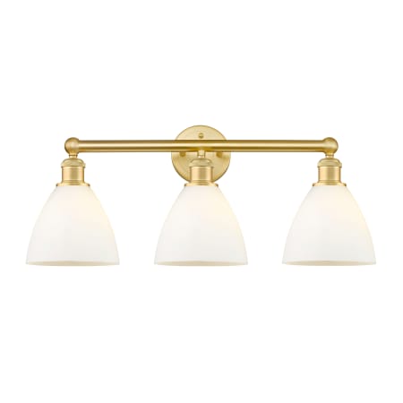 A large image of the Innovations Lighting 616-3W-12-26 Bristol Glass Vanity Satin Gold / Matte White