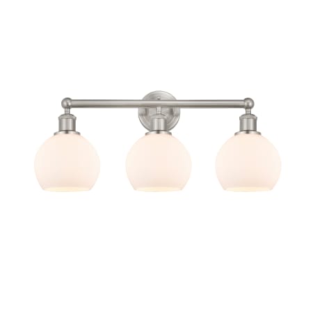 A large image of the Innovations Lighting 616-3W-11-24 Athens Vanity Brushed Satin Nickel / Matte White