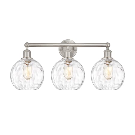 A large image of the Innovations Lighting 616-3W-13-26 Athens Vanity Brushed Satin Nickel / Clear Water Glass