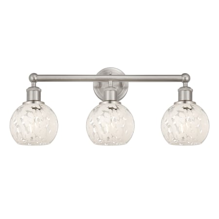 A large image of the Innovations Lighting 616-3W 10 24 White Mouchette Vanity Brushed Satin Nickel