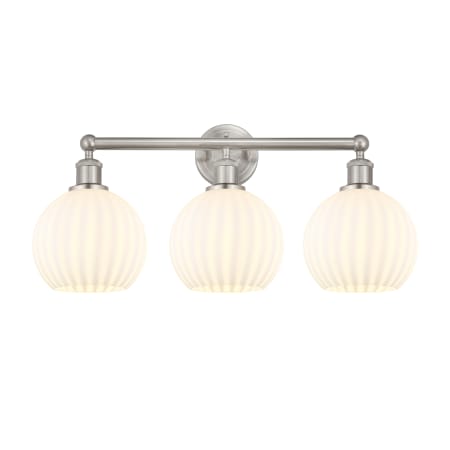 A large image of the Innovations Lighting 616-3W 12 26 White Venetian Vanity Satin Nickel