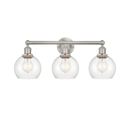 A large image of the Innovations Lighting 616-3W-11-24 Athens Vanity Brushed Satin Nickel / Clear