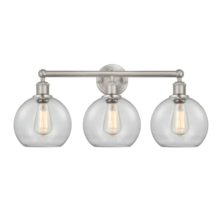 A large image of the Innovations Lighting 616-3W-13-26 Athens Vanity Satin Nickel / Clear