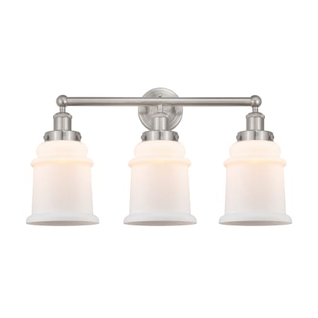 A large image of the Innovations Lighting 616-3W-13-24 Canton Vanity Brushed Satin Nickel / Matte White