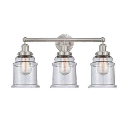 A large image of the Innovations Lighting 616-3W-13-24 Canton Vanity Brushed Satin Nickel / Seedy