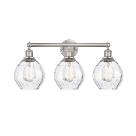 A large image of the Innovations Lighting 616-3W-11-24 Waverly Vanity Brushed Satin Nickel / Clear