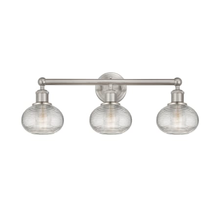 A large image of the Innovations Lighting 616-3W 9 24 Ithaca Vanity Brushed Satin Nickel