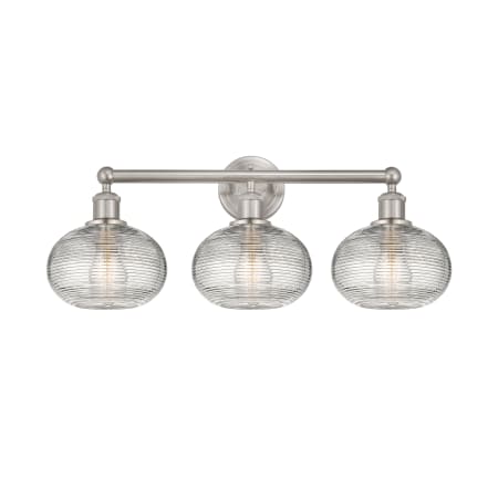 A large image of the Innovations Lighting 616-3W 11 26 Ithaca Vanity Satin Nickel