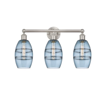 A large image of the Innovations Lighting 616-3W 10 24 Vaz Vanity Brushed Satin Nickel / Princess Blue