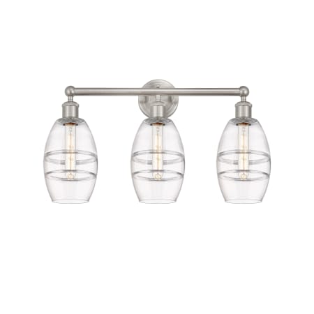 A large image of the Innovations Lighting 616-3W 10 24 Vaz Vanity Brushed Satin Nickel / Clear