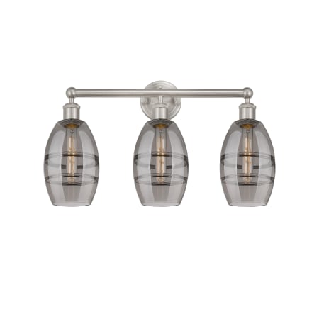 A large image of the Innovations Lighting 616-3W 10 24 Vaz Vanity Brushed Satin Nickel / Light Smoke