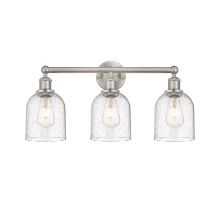 A large image of the Innovations Lighting 616-3W 12 24 Bella Vanity Brushed Satin Nickel / Seedy