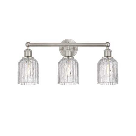 A large image of the Innovations Lighting 616-3W 11 23 Bridal Veil Vanity Brushed Satin Nickel