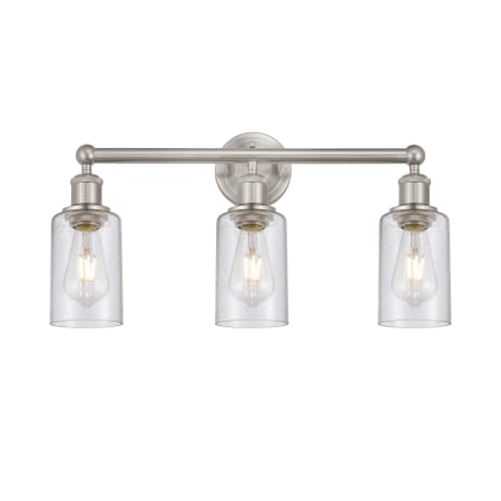 A large image of the Innovations Lighting 616-3W-11-22 Clymer Vanity Brushed Satin Nickel / Seedy