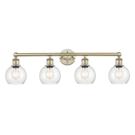A large image of the Innovations Lighting 616-4W-11-33 Athens Vanity Antique Brass / Seedy