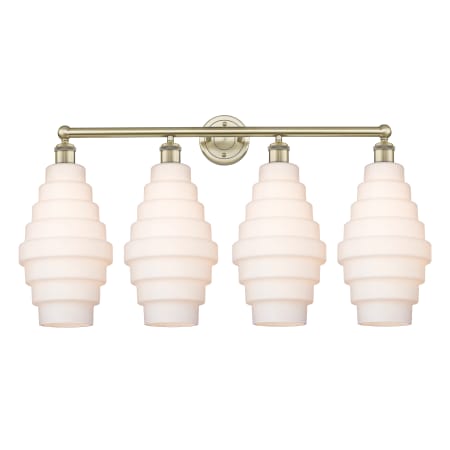 A large image of the Innovations Lighting 616-4W-20-35 Cascade Vanity Antique Brass / White