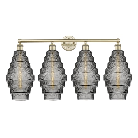 A large image of the Innovations Lighting 616-4W-20-35 Cascade Vanity Antique Brass / Smoked