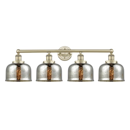 A large image of the Innovations Lighting 616-4W-10-34 Bell Vanity Antique Brass / Silver Plated Mercury