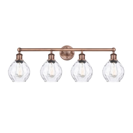 A large image of the Innovations Lighting 616-4W-11-33 Waverly Vanity Antique Copper / Clear