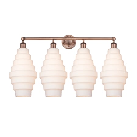 A large image of the Innovations Lighting 616-4W-20-35 Cascade Vanity Antique Copper / White