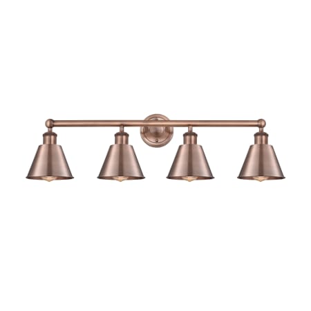 A large image of the Innovations Lighting 616-4W-10-34 Smithfield Vanity Antique Copper