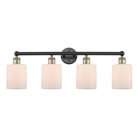 A large image of the Innovations Lighting 616-4W-12-32 Cobbleskill Vanity Black Antique Brass / Matte White