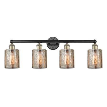 A large image of the Innovations Lighting 616-4W-12-32 Cobbleskill Vanity Black Antique Brass / Mercury