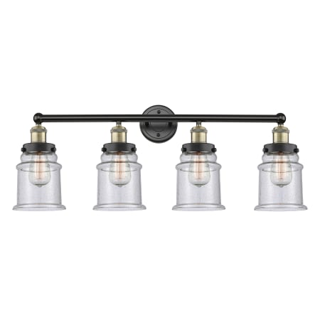 A large image of the Innovations Lighting 616-4W-13-33 Canton Vanity Black Antique Brass / Seedy