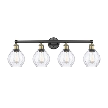 A large image of the Innovations Lighting 616-4W-11-33 Waverly Vanity Black Antique Brass / Clear