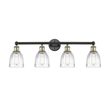 A large image of the Innovations Lighting 616-4W-12-33 Brookfield Vanity Black Antique Brass / Clear