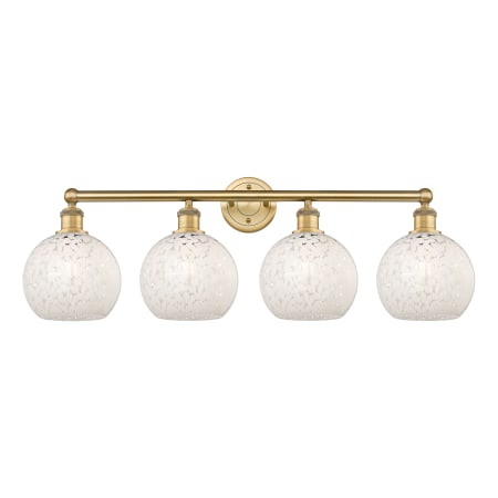 A large image of the Innovations Lighting 616-4W 12 35 White Mouchette Vanity Brushed Brass