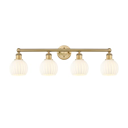 A large image of the Innovations Lighting 616-4W 10 33 White Venetian Vanity Brushed Brass