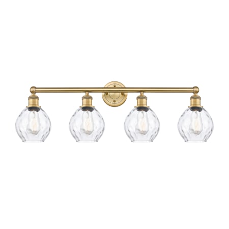 A large image of the Innovations Lighting 616-4W-11-33 Waverly Vanity Brushed Brass / Clear