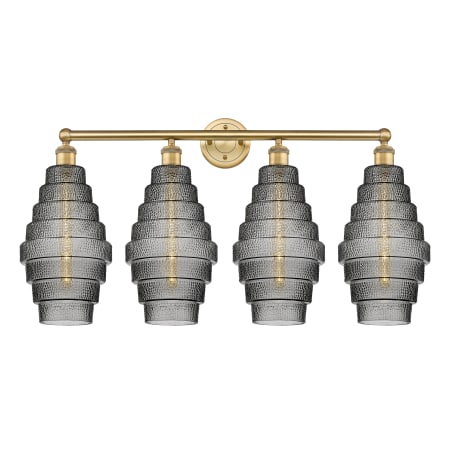 A large image of the Innovations Lighting 616-4W-20-35 Cascade Vanity Brushed Brass / Smoked