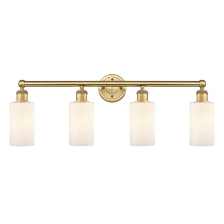 A large image of the Innovations Lighting 616-4W-12-31 Clymer Vanity Brushed Brass / Matte White