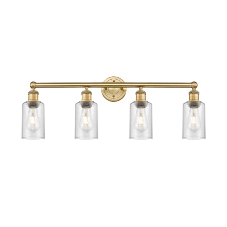 A large image of the Innovations Lighting 616-4W-11-31 Clymer Vanity Brushed Brass / Seedy