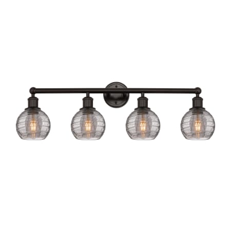 A large image of the Innovations Lighting 616-4W 10 33 Athens Deco Swirl Vanity Oil Rubbed Bronze / Light Smoke Deco Swirl