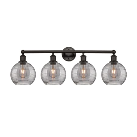 A large image of the Innovations Lighting 616-4W 12 35 Athens Deco Swirl Vanity Oil Rubbed Bronze / Light Smoke Deco Swirl