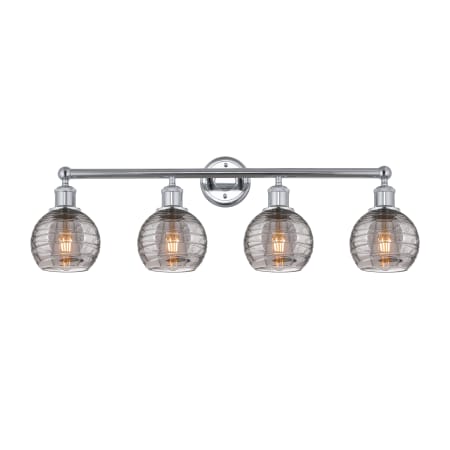 A large image of the Innovations Lighting 616-4W 10 33 Athens Deco Swirl Vanity Polished Chrome / Light Smoke Deco Swirl