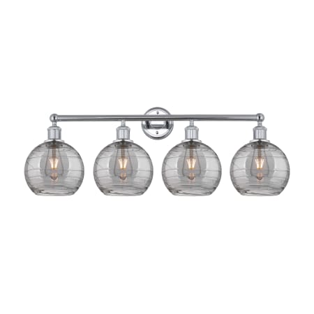 A large image of the Innovations Lighting 616-4W 12 35 Athens Deco Swirl Vanity Polished Chrome / Light Smoke Deco Swirl