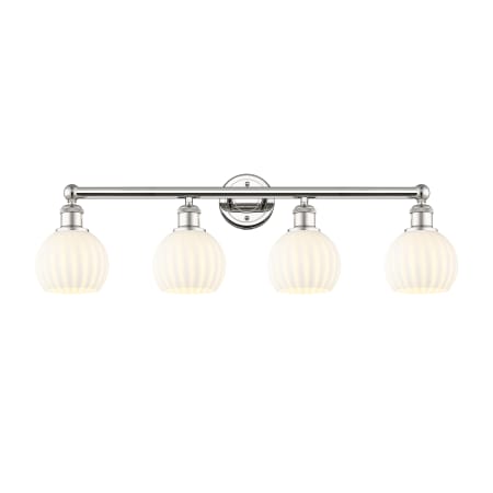 A large image of the Innovations Lighting 616-4W 10 33 White Venetian Vanity Polished Nickel