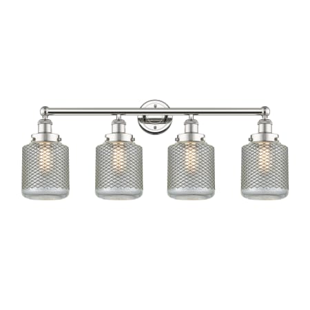 A large image of the Innovations Lighting 616-4W-12-33 Stanton Vanity Polished Nickel / Clear Wire Mesh
